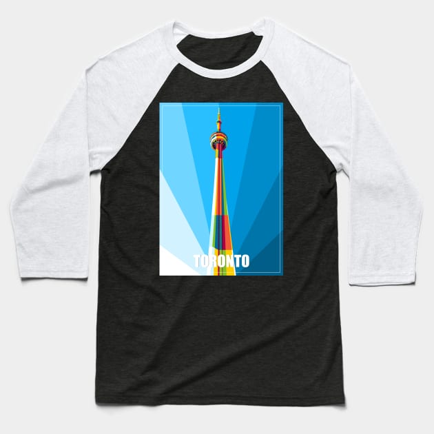 CN Tower Baseball T-Shirt by wpaprint